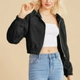 thumbnail image 3 of Patlollav Womens Casual Solid Corduroy Zip-Up Pocket Shirt Hooded Sweatshirt Cropped Jacket, 3 of 6