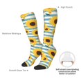 thumbnail image 4 of Disketp Blue White Striped Sunflower A Print Unisex Contrast Color Stockings Lightweight Breathable Ventilation Ankle Contrast Color Stockings, Contrast Color Stockings for Daily, 4 of 6