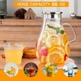 thumbnail image 6 of Glass Pitcher with Lid,88 Ounces -2500ml with Precise Scale Line, Hot/Cold Water Jug, Juice and Iced Tea Beverage Carafe with Lid, 6 of 7