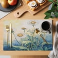 thumbnail image 2 of Yellow Blue Ombre Floral Placemats Set of 8 Watercolor Flowers Retro Place Mats Indoor Wipeable Table Mats Washable Cloth Dining Table Placemats for Kitchen Holiday Party Home Decor 13x19 Inch, 2 of 9