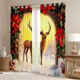 thumbnail image 2 of jejeloiu Cartoon Deer Reindeer Black Out Curtains,Merry Christmas Curtains Pack of 2 (42x63 Each),Red Xmas Berry Bedroom Curtains,Super Cozy Room Decor, 2 of 6