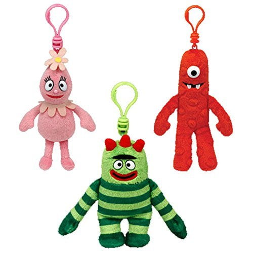 Cp Usa Ty Beanie Babies Yo Gabba Gabba (Foofa, Brobee, Muno) Soft Plush  Clip Keychain 3 Piece Set Plush Toy 