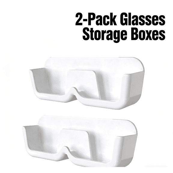 2pc No Drill Wall Mount Sunglasses Storage Box | Stick On Floating Shelf for Glasses | Adhesive Wall Hanging Organizer for Bedroom Bathroom Entryway