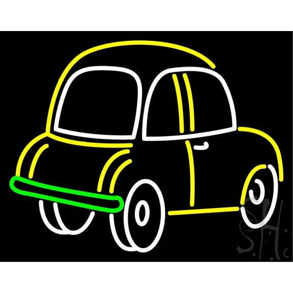 Car LED Neon Sign 24 x 31 - inches, Clear Edge Cut Acrylic Backing, with Dimmer - Bright and Premium built indoor LED Neon Sign for automotive store, and mall.