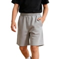 thumbnail image 3 of Liyamei Boys Solid Color Athletic Shorts with Elastic Waist for Summer Play Size 5-14,Grey, 3 of 6