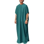 INCERUN Mens Muslim Clothing Islamic Saudi Arab Long Maxi Kaftan Thobe Robe