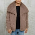 thumbnail image 2 of WRKEKC Faux Fur Jacket Men's Long Sleeve No Hood Solid Color Lapel Warm Winter Casual Outerwear Artificial Fur Coat, 2 of 8