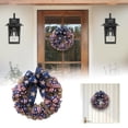 thumbnail image 2 of 4th of July Wreath for Front Door Patriotic Red White Blue Decor with Bow, All Weather Outdoor Holiday Decoration for Memorial Day Summer, 15.75 Inch Farmhouse Wreath, 2 of 5