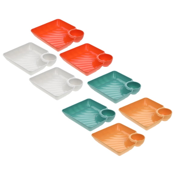 PENIKOKO 8-Piece Assorted Serving Dishes Set with Sauce Compartments for Family Meals and Small Gatherings