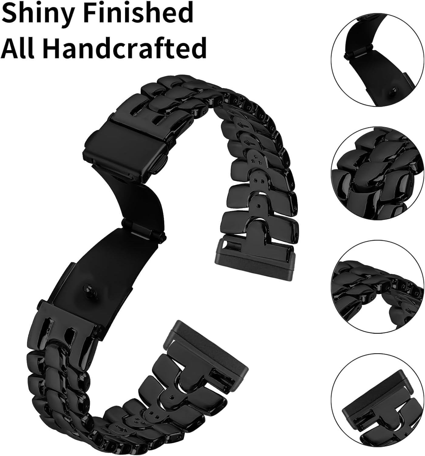 REQO Metal Bands Compatible with Fitbit Versa 4/Versa 3/Sense 2/Sense, Women Replacement Wristband