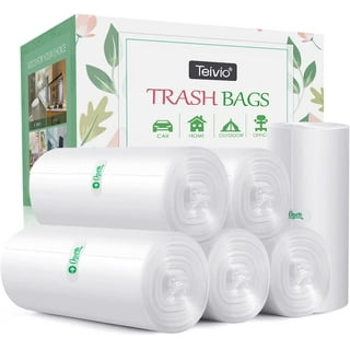 3 Gallon 220pcs Strong Drawstring Trash Bags Garbage Bags by Teivio,  Bathroom Trash Can Bin Liners, Small Plastic Bags for home office kitchen,  White