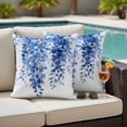 thumbnail image 4 of Blue Botanical Outdoor Waterproof Pillow Covers, Spring Foliage Eucalyptus Leaves Decorative Square Throw Pillowcase Sofa Cushion Sham for Patio/Couch/Chair, 18"x18" 2 Pack, 4 of 8