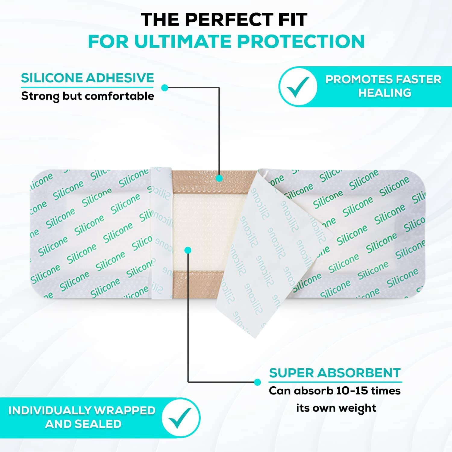 MedVanceTM Silicone - Bordered Silicone Adhesive Foam Dressing Size 4"x 12" (2.4"x10.4" Pad) Box of 5 dressings
