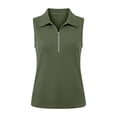thumbnail image 4 of Women Half Zip Ribbed Sleeveless Tank Tops Dressy Casual Sporty Daily Vests Blouse Green S, 4 of 6