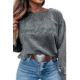 thumbnail image 2 of Women's High-Rise Letter Embroidery Mineral Wash Sweatshirt – Cozy Everyday Style | L, 2 of 5