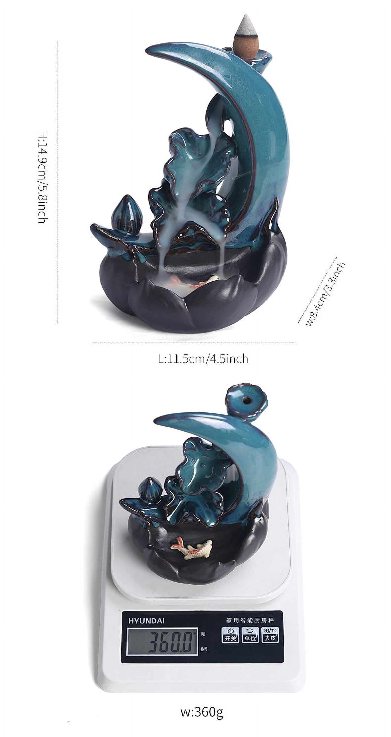 Ceramic Sandalwood Incense Holder Moon Shape Incense Seat Creative Lotus Leaf Backflow Incense Burner Crafts Home Decoration