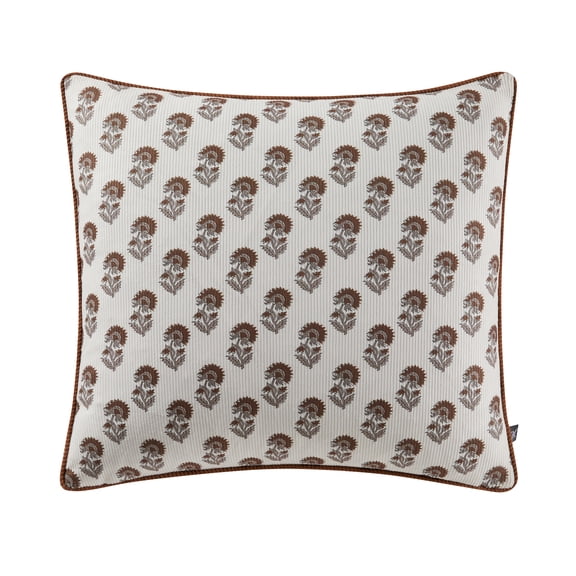 My Texas House 20" x 20" Ivory Block Floral Decorative Pillow Cover