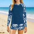 thumbnail image 4 of Tauxra Girls 2 Piece Swimsuit Set Long Sleeve Rash Guard and Swim Trunks for Women Sun Protection Upf 50 Bathing Suits Beach Vacation Two Piece Sets with Swim Shorts, 4 of 5