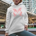 thumbnail image 2 of Peach Butterfly with Hearts Art Merch Gift, White Hooded Sweatshirt or Hoodie, Small, 2 of 5