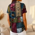 thumbnail image 5 of Plus Size Women Waffle Knit Fall Tops Hawaiian Button Down Shirts for Women Polo Shirts Long Sleeve V Neck Loose Fit Tun, 5 of 5