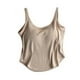 thumbnail image 1 of Camiseta interior de color liso con relleno en el pecho para mujer: camiseta sin mangas adelgazante 80 % algodón y spandex para deporte y ropa exterior., 1 of 8