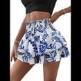 thumbnail image 3 of Mini Shorts con Volantes y Cintura Alta para Mujer Bonitos Shorts Cortos Escalonados con Shorts Debajo Azul L, 3 of 8