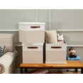 thumbnail image 3 of DECOMOMO 3-Pack Stackable Foldable Cube Storage Bin W/ Lids | Rugged Canvas Fabric Container with PU Handles, 3 of 4