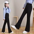 thumbnail image 4 of Pantalones acampanados negros de moda para niñas, estilo de ropa de abrigo de primavera/otoño, pantalones para niños, pantalones para niños con estilo, 4 of 5