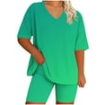 thumbnail image 3 of DDAPJ pyju Womens Plus Size 2 Piece Outfits Summer Shorts Sets Gradient Color Lounge Set Yoga Track Suits Ofertas de hoy Green XXXXXL, 3 of 6