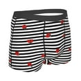thumbnail image 3 of Balery Ladybugs on Black and White Striped Men's Boxer Briefs, Soft and Breathable Cotton Underwear with nylon Waistband-Small, 3 of 9