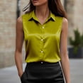thumbnail image 4 of QASIEATN Womens Satin Blouse Sleeveless Tank Tops Button Down Shirts Outfits Summer Vest for Women, 4 of 6