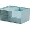 thumbnail image 3 of Desk Organiser, Desktop Storage Box with Drawers & Holders, Desk Accessories for Pencil, Makeup & Art Crafts (Large, 2 Drawers, Blue), 3 of 4