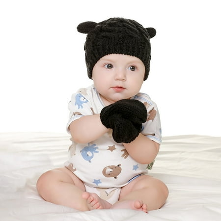 

TUOBARR Newborn Baby Beanie For Boy Girl Cap Cotton Knitted Winter Warm Hats+Gloves Set