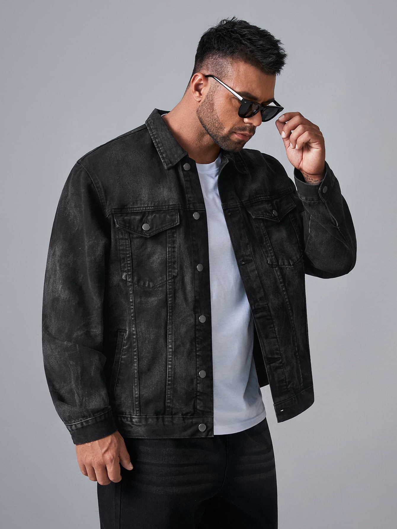 Men Flap Pocket Denim Jacket 4XL(20 