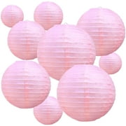 Pink Round Paper Lanterns Hanging Decorative Chinese Paper Lanterns Lamp for Valentine Birthday Wedding Party Decoration and Baby Bridal Shower（10 Packs）
