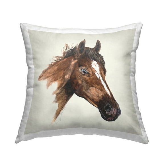 Stupell Industries Detailed Brown Horse Decorative Printed Throw Pillow Design by Filippo Ioco.
