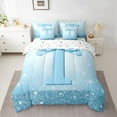 thumbnail image 2 of Castle Fairy Letter Monogrammed T Twin Bedding Sets 7-Piece for Kids Teens,Dreamy Princess Bow Knot Bedding Comforter Set Microfiber,Bling Gradient Blue Glitter Breathable Sheet Sets, 2 of 8