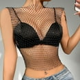 thumbnail image 2 of Womens Tshirt Sexy Rhinestone Mesh Tank Crop Blouse Women's Tops Black L, 2 of 4