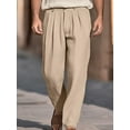 thumbnail image 4 of FOCUSNORM Men’s Wide Leg Pants Drawstring Mid Waist Pleated Front Long Pants Casual Beach Pants, 4 of 8