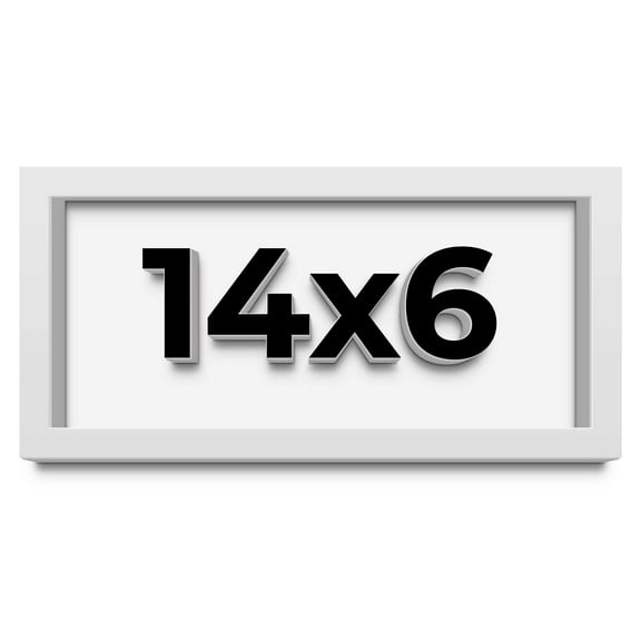 14x6 Shadow Box Frame White | 1 Inches Deep Real Wood Contemporary Shadowbox Display Frame | UV