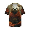 thumbnail image 2 of Lsque Jungle Meditating Panda print Men's Cuban Collar Short Sleeve Shirt Summer Beachwear Casual Button Down Fashionable Vacation Leisure Shirt-X-Large, 2 of 7