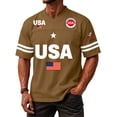thumbnail image 4 of Evdexr 250th Anniversary Usa Shirts for Men Short Sleeve Crew Neck U.s. 250th Anniversary Graphic Tees Red White Blue Usa Flag Vintage Patriotic T Shirt Brown 2XL, 4 of 5