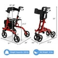 thumbnail image 3 of Giantex 2-in-1 Aluminum Rollator Walker w/Seat, Foldable Mobility Walking Aid w/Height Adjustable Handles & Wheels, Red, 3 of 10