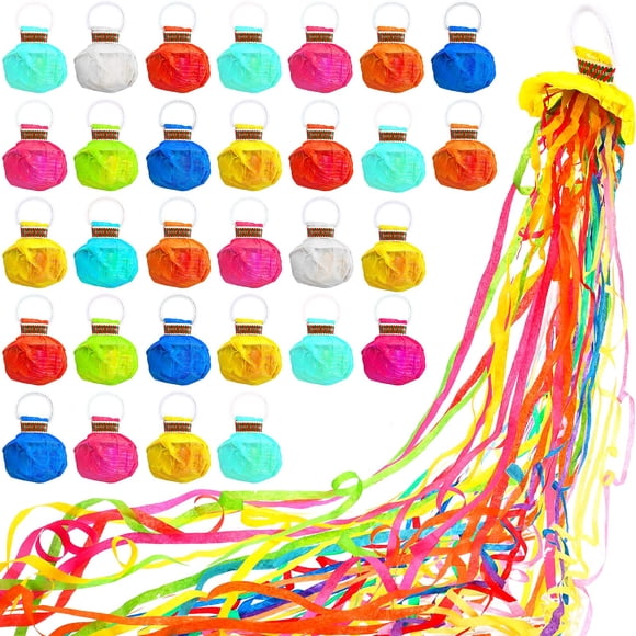 WILLBOND 30 Pieces Hand Throw Streamers Confetti Poppers No Mess Paper Crackers for Birthday Wedding Celebrations Graduation Party Favors Shows(Colorful)