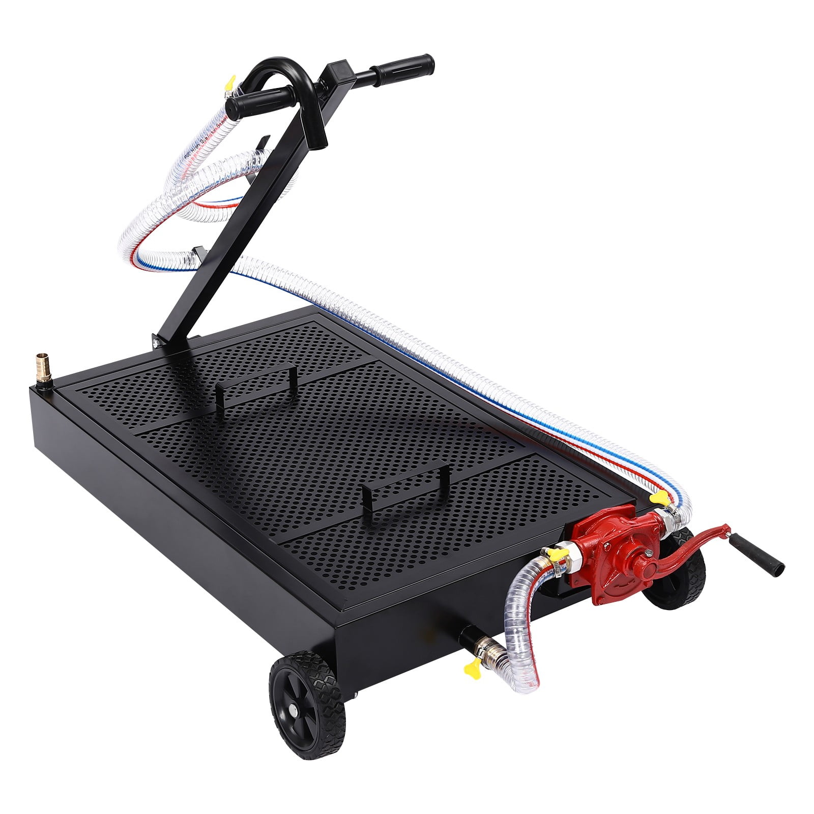 DENEST Oil Drain Pan 15 Gallon Oil Drain Tank Oil Change Pan with Manual Rotary Pump