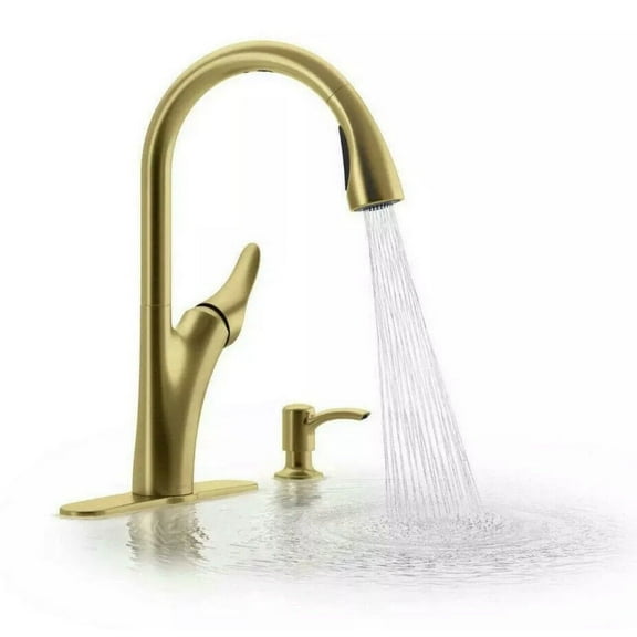 Kohler Brushed Gold Transitional Pull Down Kitchen Faucet 1PREC26448-SD-2MB-AA