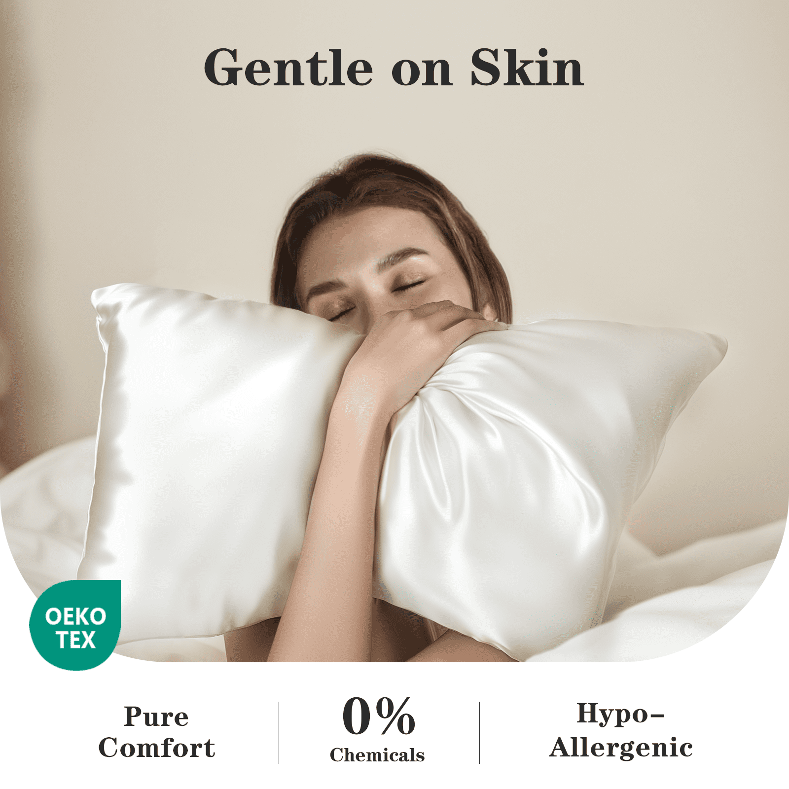 100% Pure Mulberry Silk Pillow Case,Dual-Sided Top-Grade 6A Mulberry Silk Fibers 22 Momme Silk Pillowcase, Soft & Smooth White Silk Pillow Case for Skin & Hair Health(Standard Size-1 Piece)