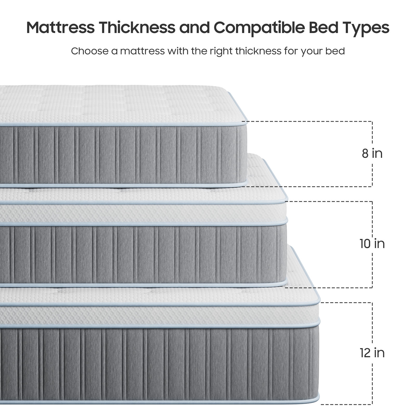 Mubulily 12 inch King Mattress, with Gel Memory Foam & Pocket Coils Hybrid Mattress in a Box, Medium, Edge Support