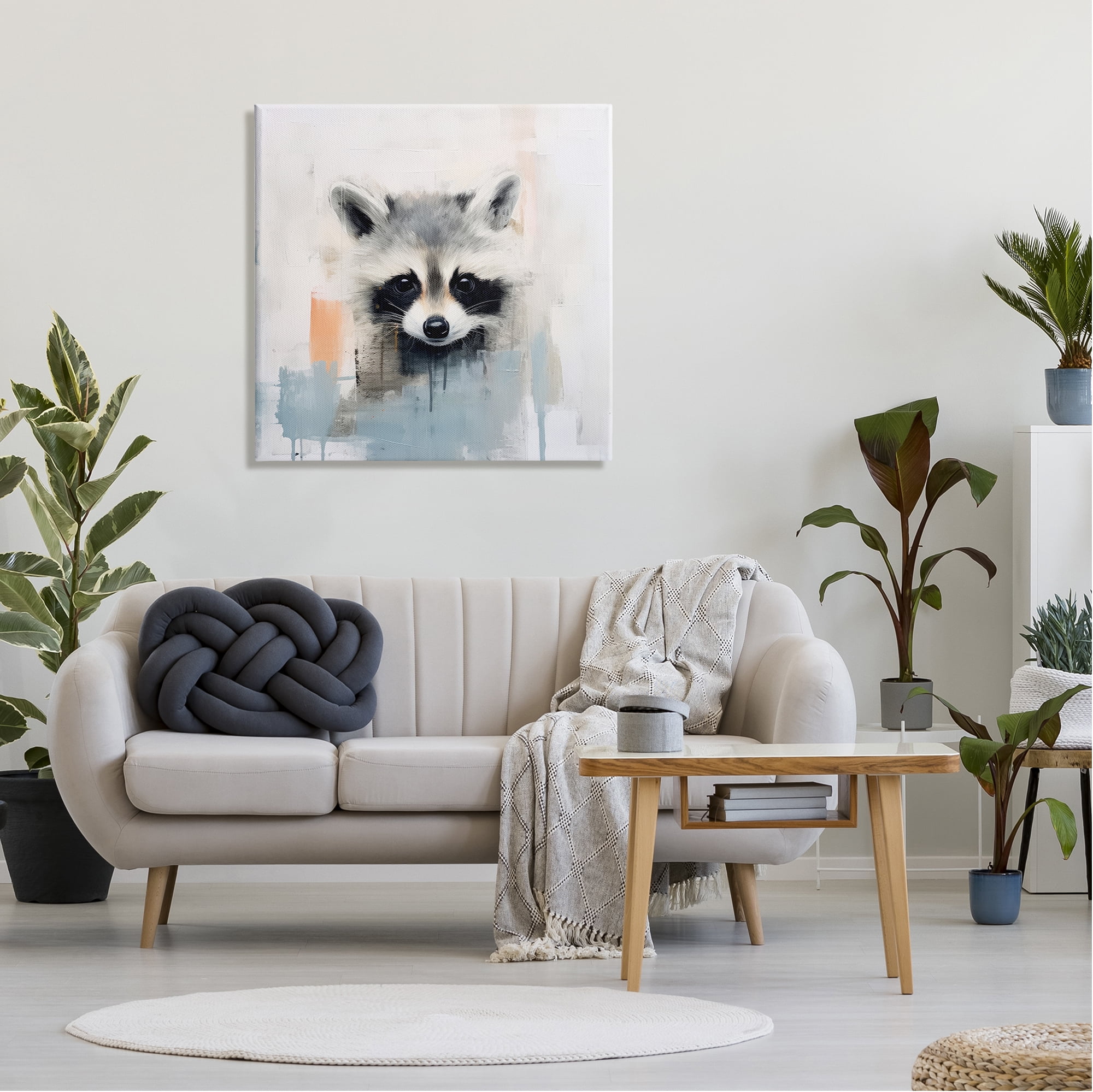 Stupell Industries Modern Raccoon Portrait Animals & Insects Painting Gallery Wrapped Canvas Art Print Wall Art, 30 x 30