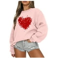 thumbnail image 2 of Sentmoon Sweat-Shirt Décontracté Sans Capuche à Imprimé Cœur pour Femmes, Grande Taille Manches Longues Col Rond Pulls d'Automne Offres du Jour Liquidation, 2 of 5